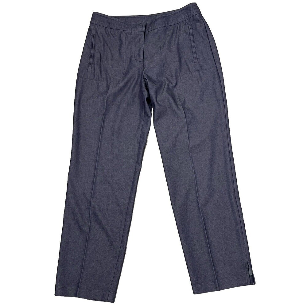 Laundry Shelli Segal Pants Crop Dress Slacks Blue Pockets Slits 6 Career Preppy